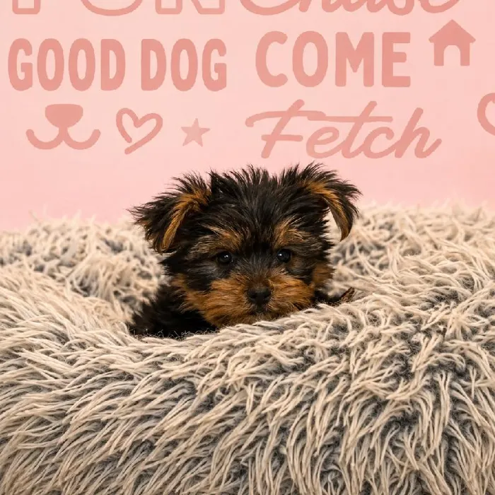 Male Yorkie puppy named Sully for sale at Waggles Greensboro.